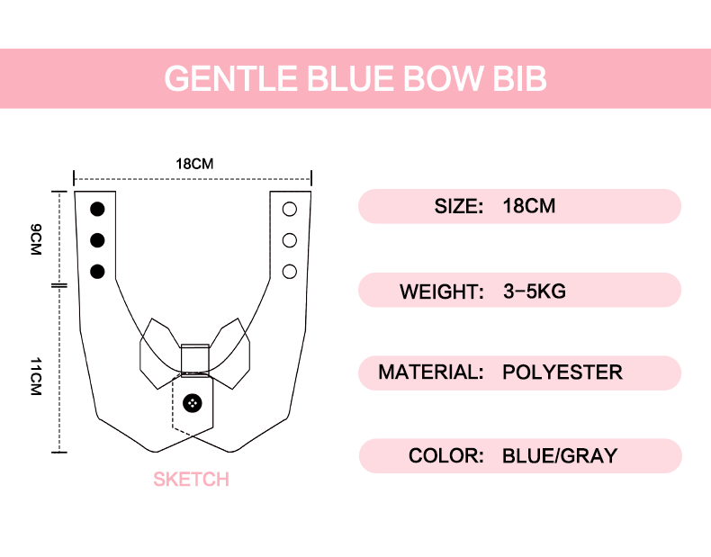 Gentle Blue Bow Bib