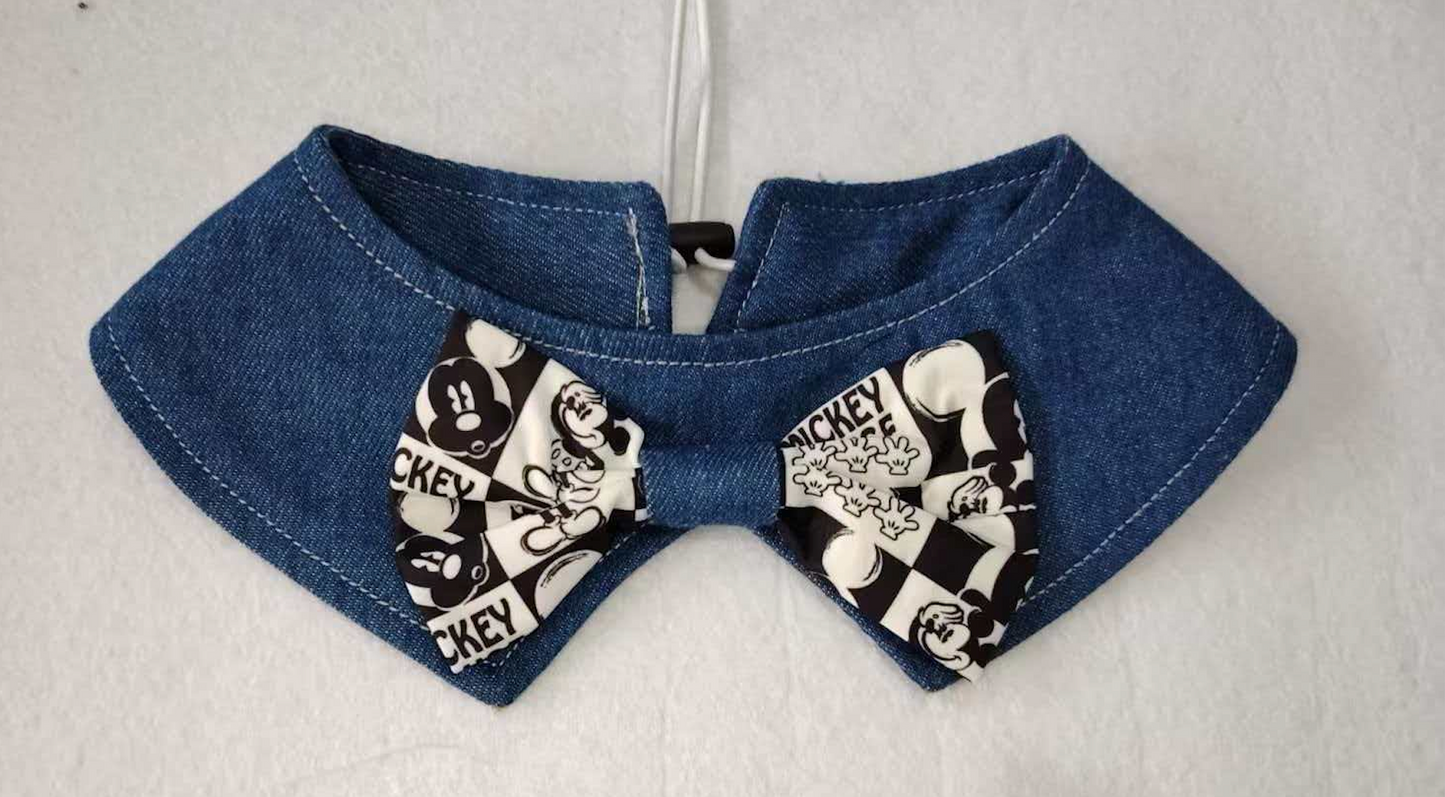 Mickey Denim Pet Bow Collar