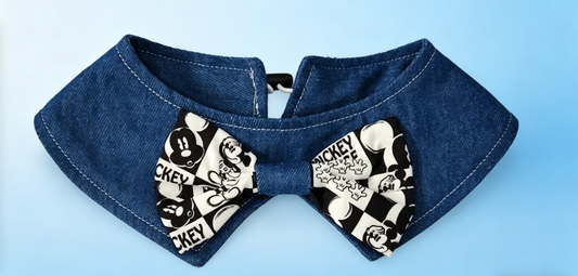 Mickey Denim Pet Bow Collar