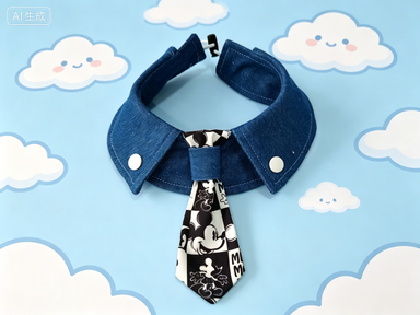 Mickey Denim Pet Tie Collar