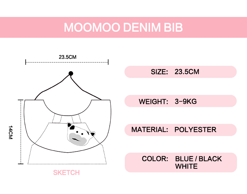 Moo Moo Denim Bib