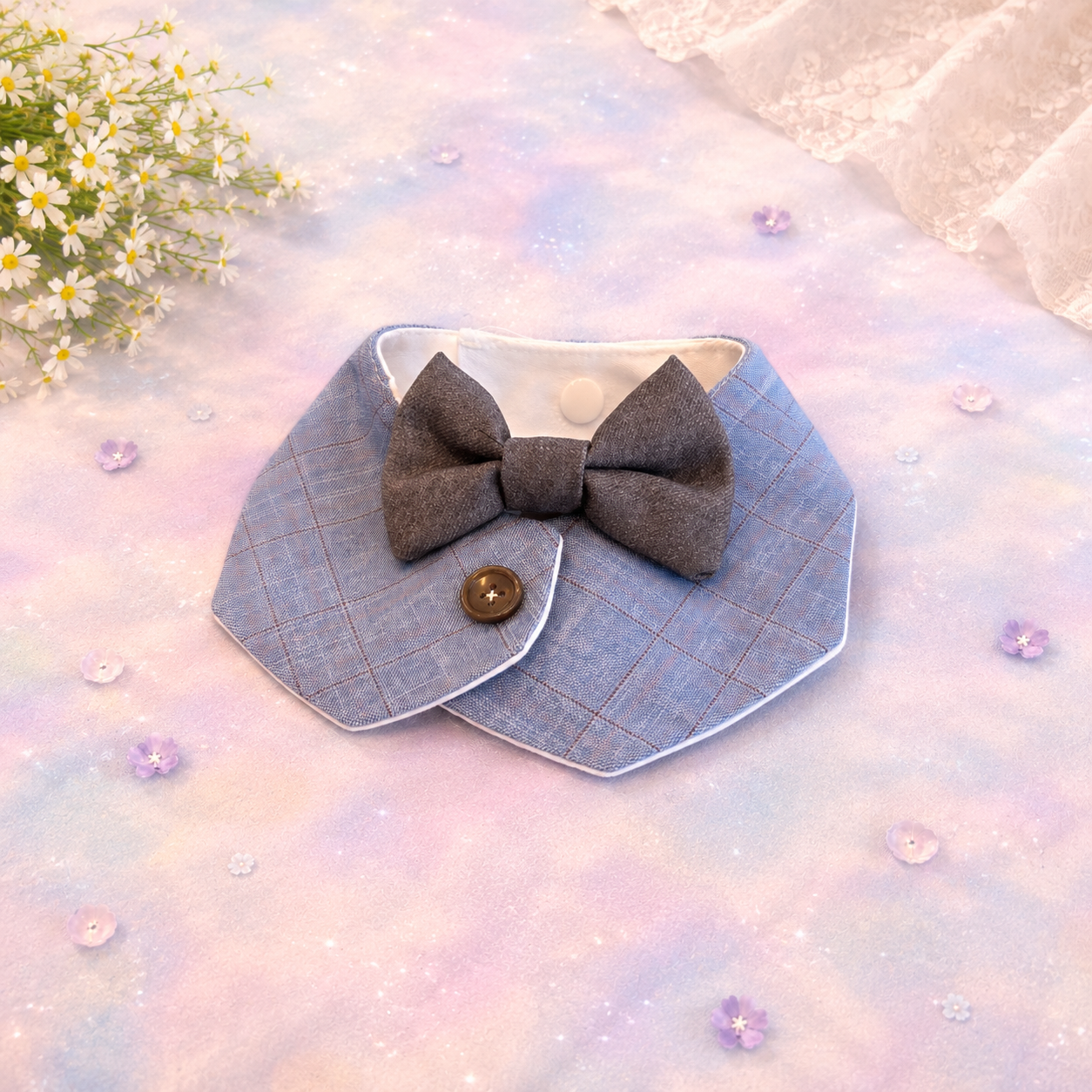 Gentle Blue Bow Bib
