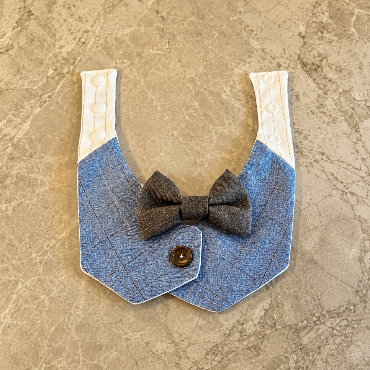 Gentle Blue Bow Bib
