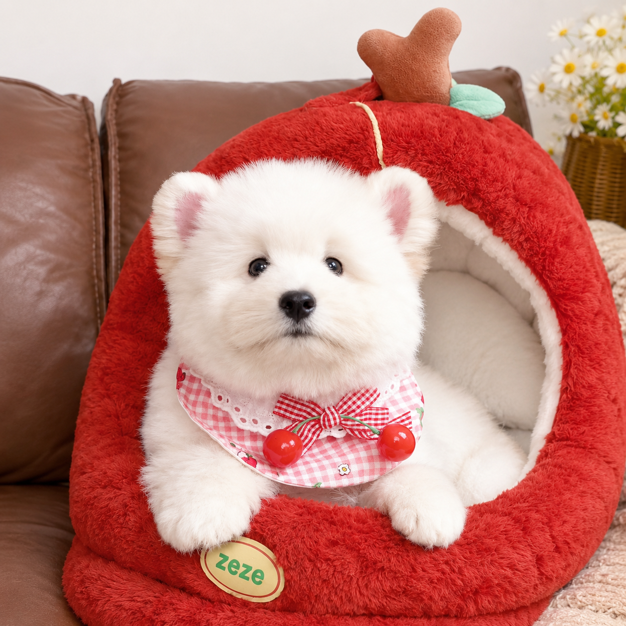 Cherry Check Bib