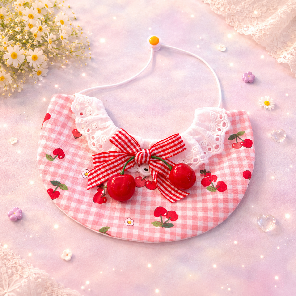 Cherry Check Bib
