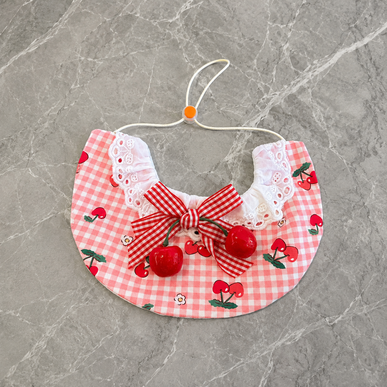 Cherry Check Bib